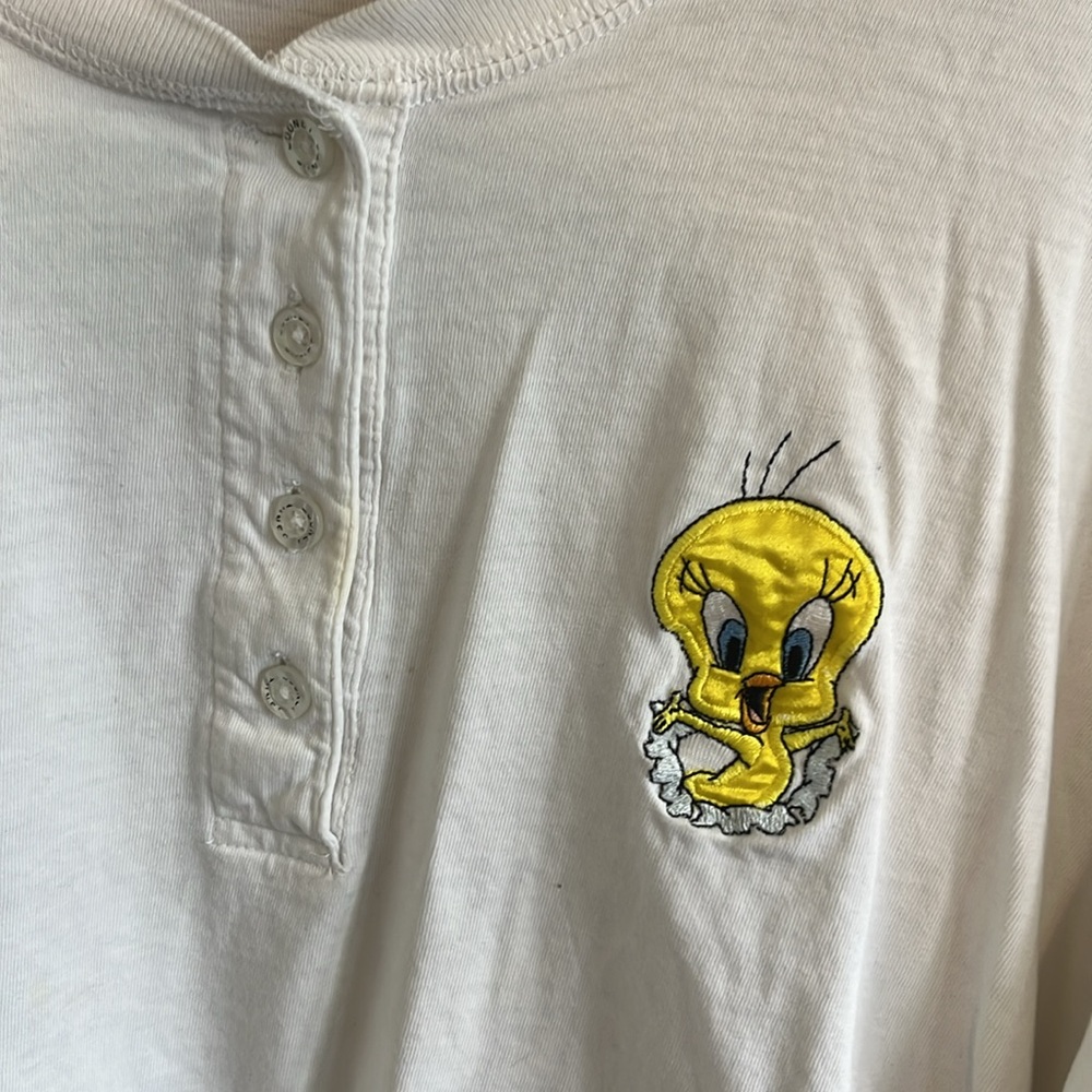 Looney Tunes Tweety Bird Henley size L vintage - Picture 4 of 9